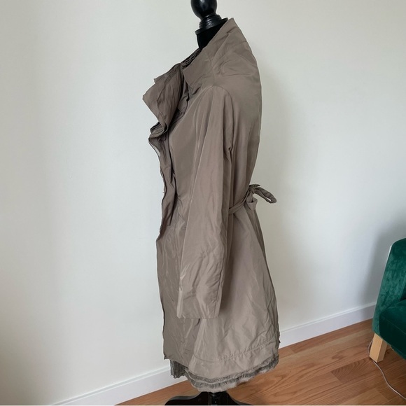 SCALA 12 Brown Wool Blend Asymmetric Closure Tie Back Lagenlook Coat EUC Size 44 - Picture 2 of 10